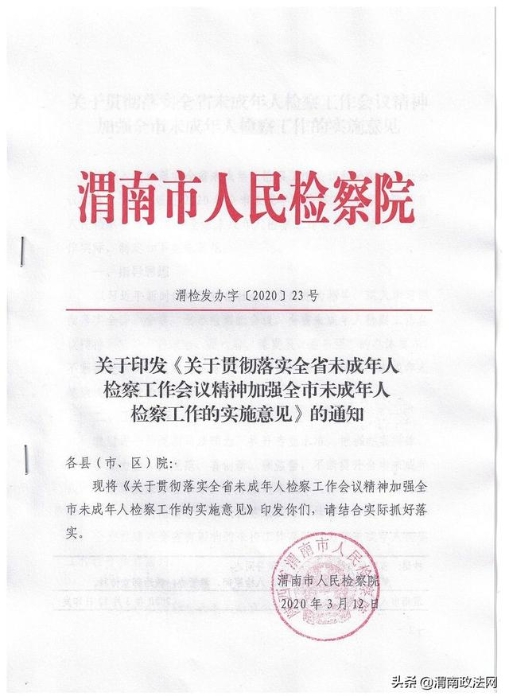 渭南市检察院精心谋划布局2020年未成年人检察工作（图）