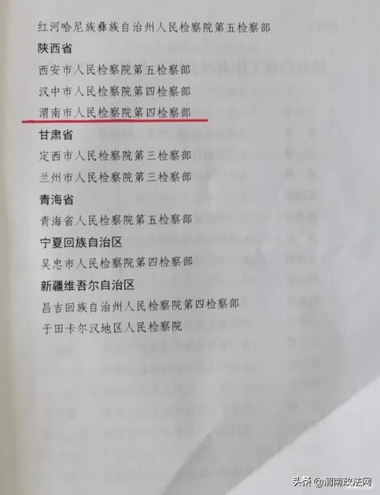 渭南市人民检察院第四检察部被最高人民检察院评为办理特赦案件先进单位