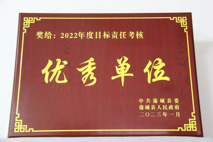 蒲城法院荣获2022年度目标责任考核优秀单位。