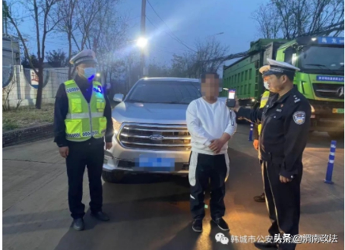 韩城公安交警查处一起醉驾违法行为。 韩城公安交警查处一起醉驾违法行为。
