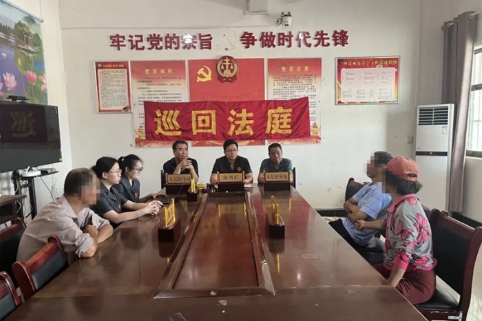 蒲城法院孙镇法庭巡回审判一起相邻关系纠纷案件。