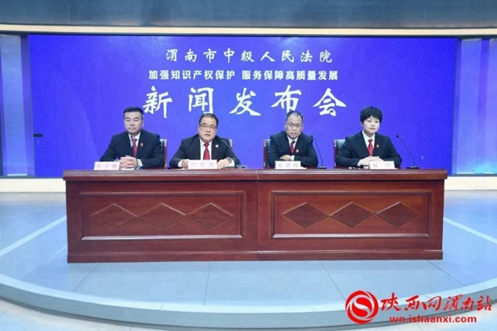11月9日上午，渭南市中级人民法院召开知识产权审判工作新闻发布会。记者 陈冰娟 摄