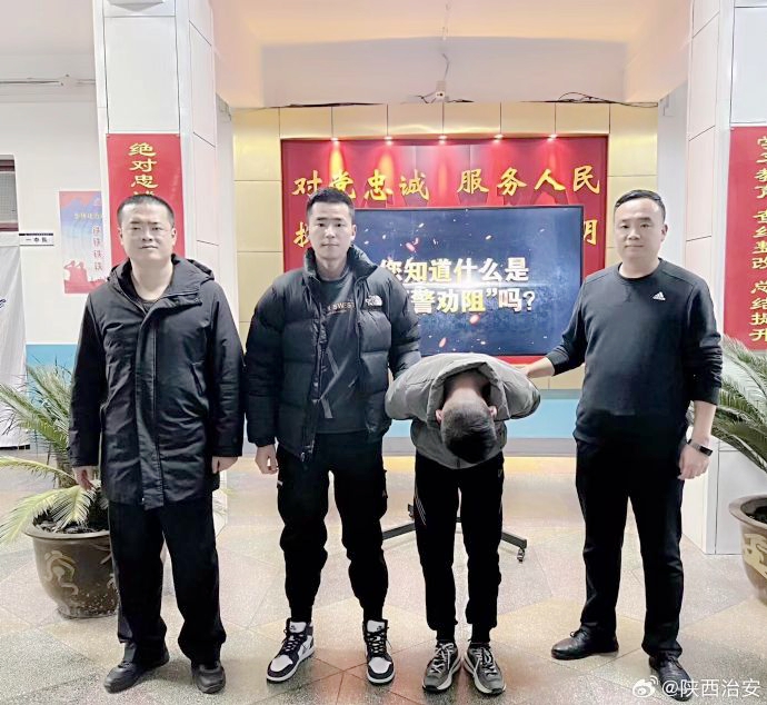 合阳公安抓获盗窃犯罪嫌疑人。