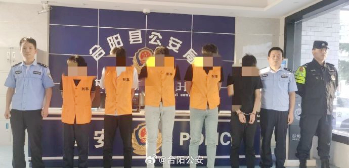 5人拉车门盗窃被合阳警方抓获。