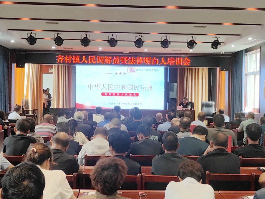 富平县齐村镇组织开展人民调解员暨法律明白人培训会。