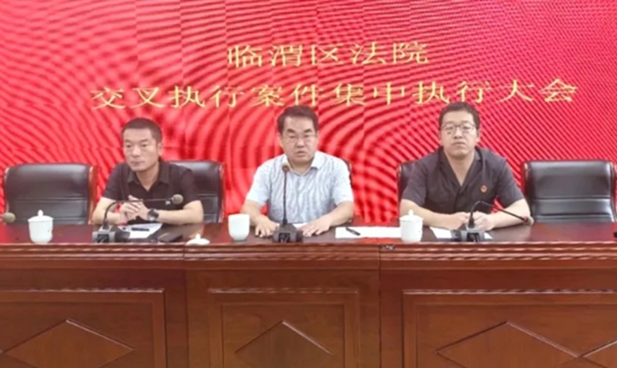 临渭区人民法院党组书记、院长张东亮带队开展交叉执行工作。