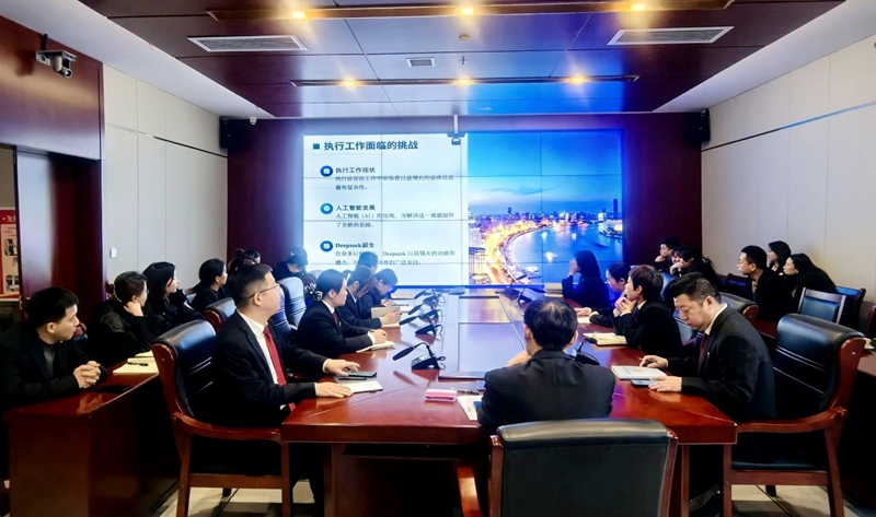 临渭法院执行局全体干警参加了由省高院组织的DeepSeek在执行工作中的应用专题培训会议。