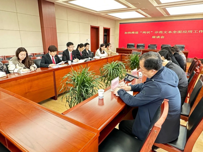 富平县人民法院召开加快推进“两状”示范文本全面应用工作座谈会。