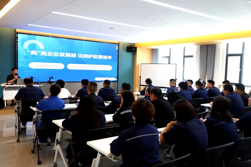 潼关法院副院长张小牛一行深入企业开展了以“‘典’亮企业发展路 法院护航营商年”为主题的普法宣传讲座。
