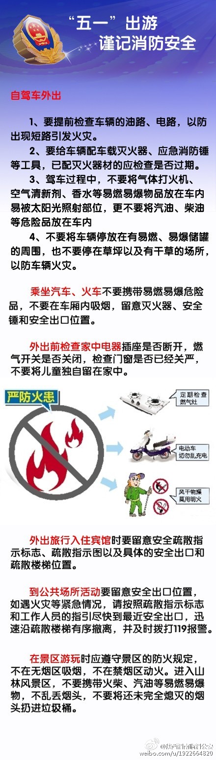 一张图告诉你，“五一”出游消防安全